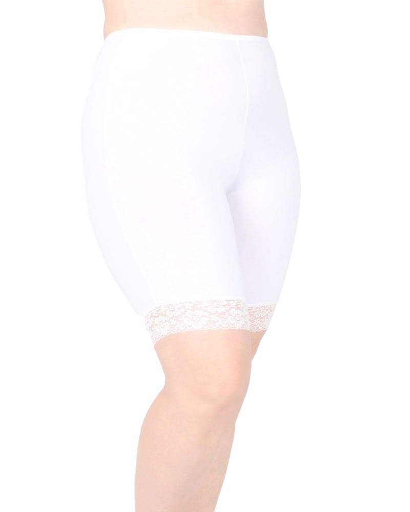 Front of a model wearing a size L Lux Anti Chafing Slipshort in White by Undersummers. | dia_product_style_image_id:243547